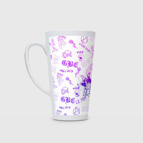 Кружка Латте LIL PEEP: во Владимире, Белая керамика | Объем 480 мл; Высота 150 мм; Диаметр 90 мм | Тематика изображения на принте: lil peep | lil prince | pink | зарубежная музыка | лил пип | маленький принц