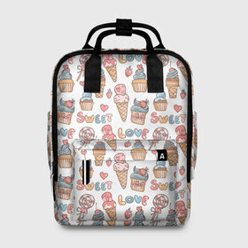 Женский рюкзак 3D с принтом LOVE SWEET monogram во Владимире, 100% полиэстер | лямки с регулируемой длиной, сверху ручки, чтобы рюкзак нести как сумку. Основное отделение закрывается на молнию, как и внешний карман. Внутри два дополнительных кармана, один из которых закрывается на молнию. По бокам два дополнительных кармашка, куда поместится маленькая бутылочка
 | Тематика изображения на принте: fashion | fire | game | hip hop | rap | street style | top | игра | мода | огонь | подарок | рэп | топ | уличный стиль | хип хоп