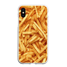 Чехол для iPhone XS Max матовый с принтом Картошечка ФРИ во Владимире, Силикон | Область печати: задняя сторона чехла, без боковых панелей | картофан | картошечка | картошка | макдак | макдональдс | макро | текстуры | фри