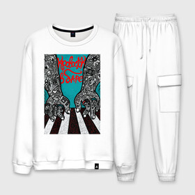 Мужской костюм хлопок с принтом Кровосток | В баре во Владимире, 100% хлопок | на свитшоте круглая горловина, мягкая резинка по низу. Брюки заужены к низу, на них два вида карманов: два “обычных” по бокам и два объемных, с клапанами, расположенные ниже линии бедра. Брюки с мягкой трикотажной резинкой на поясе и по низу штанин. В поясе для дополнительного комфорта — широкие завязки | krovostok | антон черняк | группа | думай позитивно | исполнители | исполнитель | кровосток | куртец | музыка | реп | шило