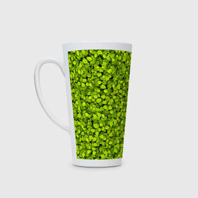 Кружка Латте с принтом Хмель во Владимире, Белая керамика | Объем 480 мл; Высота 150 мм; Диаметр 90 мм | зелёный | листья | паттерн | растение | хмель | хмельной | шишки