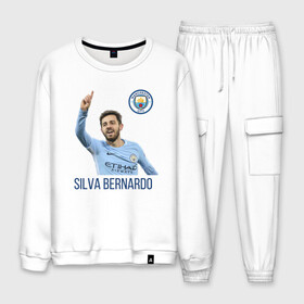 Мужской костюм хлопок с принтом Silva Bernardo Манчестер Сити во Владимире, 100% хлопок | на свитшоте круглая горловина, мягкая резинка по низу. Брюки заужены к низу, на них два вида карманов: два “обычных” по бокам и два объемных, с клапанами, расположенные ниже линии бедра. Брюки с мягкой трикотажной резинкой на поясе и по низу штанин. В поясе для дополнительного комфорта — широкие завязки | manchester city | бернарду силва | манчестер сити | сборная португалии | футбол | футболист