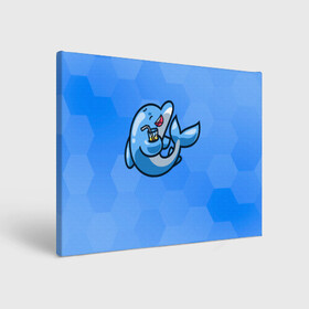 Холст прямоугольный с принтом Дельфин с коктейлем во Владимире, 100% ПВХ |  | dolphin | дельфин | коктейль | море | морские | на голубом | с дельфином