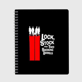 Тетрадь с принтом Карты деньги два ствола во Владимире, 100% бумага | 48 листов, плотность листов — 60 г/м2, плотность картонной обложки — 250 г/м2. Листы скреплены сбоку удобной пружинной спиралью. Уголки страниц и обложки скругленные. Цвет линий — светло-серый
 | barry | lock stock and two smoking barrels | бандиты | барри креститель | бекон | боевик | гангстеры | гарри топор | карты деньги два ствола | комедия | криминал | мыло | старые фильмы | толстый том | эдди