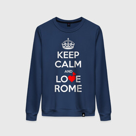 Женский свитшот хлопок с принтом Будь спок и люби Рому во Владимире, 100% хлопок | прямой крой, круглый вырез, на манжетах и по низу широкая трикотажная резинка  | hearts | keep calm and | love | будь спок и люби рому | любите | любовь | рома | сердца | сохраняйте | спокойствие
