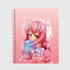 Тетрадь с принтом Мое перерождение в слизь во Владимире, 100% бумага | 48 листов, плотность листов — 60 г/м2, плотность картонной обложки — 250 г/м2. Листы скреплены сбоку удобной пружинной спиралью. Уголки страниц и обложки скругленные. Цвет линий — светло-серый
 | Тематика изображения на принте: anime | tensura | аниме | мое перерождении в слизь | монсты | орги | слизь | тэнсэй ситара сураиму датта кэн | шуна