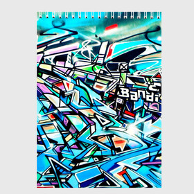 Скетчбук с принтом Граффити во Владимире, 100% бумага
 | 48 листов, плотность листов — 100 г/м2, плотность картонной обложки — 250 г/м2. Листы скреплены сверху удобной пружинной спиралью | Тематика изображения на принте: graffiti | буквы | граффити | уличный стиль | шрифты | яркие оттенки