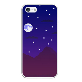 Чехол для iPhone 5/5S матовый Пиксельная ночь | 8 bit : во Владимире, Силикон | Область печати: задняя сторона чехла, без боковых панелей | pixel 8 bit | pixelart | горы | луна 8 bit | ночной город | ночь 8 bit | пиксель