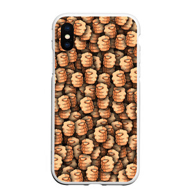 Чехол для iPhone XS Max матовый с принтом Фиг вам во Владимире, Силикон | Область печати: задняя сторона чехла, без боковых панелей | Тематика изображения на принте: денег нет | держитесь | дуля | жест | кукиш | оберег | паттерн | рука | фига | фигушки