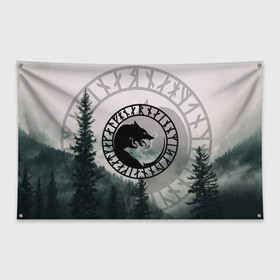 Флаг-баннер с принтом FENRIR | РУНЫ | RUNES (Z) во Владимире, 100% полиэстер | размер 67 х 109 см, плотность ткани — 95 г/м2; по краям флага есть четыре люверса для крепления | fenrir | fenrisu | lfr | runes | волк | древние знаки | знак рода | знаки | иероглифы | руны | русь | символы | славяне | славянская символика | фенрир | я русский