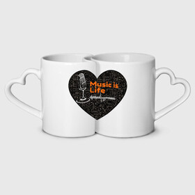 Кружки парные с принтом Пойте с каждым ударом сердца во Владимире, белая керамика | круглая кружка — 220 мл, кружка с выемкой — 200 мл | жизнь | лучший | любовь | модный | музыка | мюзикл | песня | поп | попмузыка | прикол | рок | сердце | тренд