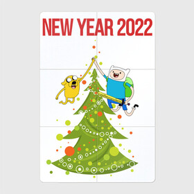 Магнитный плакат 2Х3 с принтом Adventure Time 2022 Happy New Year во Владимире, Полимерный материал с магнитным слоем | 6 деталей размером 9*9 см | Тематика изображения на принте: 2022 | adventure time | animation | new year | время приключений | новый год 2022