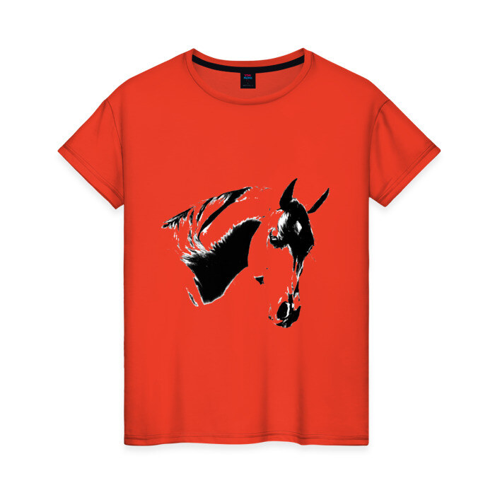 Женская футболка хлопок Лошадь черно-белая (5) фото