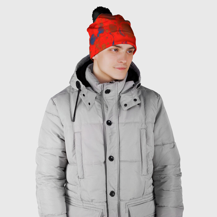 Шапка 3D c помпоном Краски лета фото