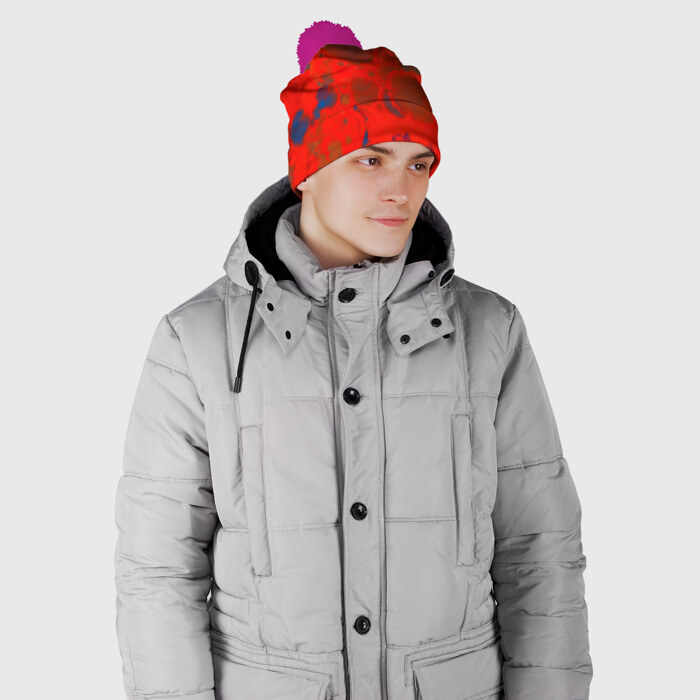 Шапка 3D c помпоном Краски лета фото