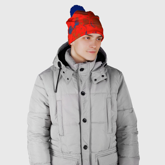 Шапка 3D c помпоном Краски лета фото