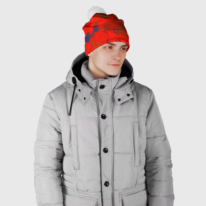 Шапка 3D c помпоном Краски лета фото