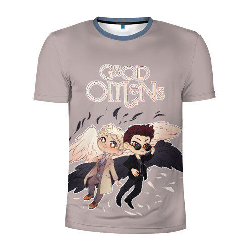 Мужская футболка 3D спортивная Good Omens фото