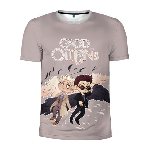 Мужская футболка 3D спортивная Good Omens фото