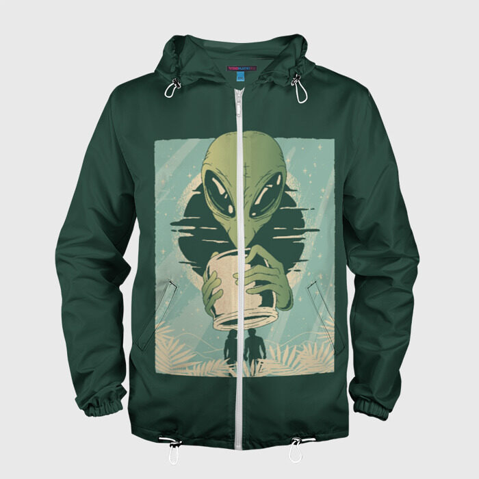 Мужская ветровка 3D Пришелец ловит людишек фото