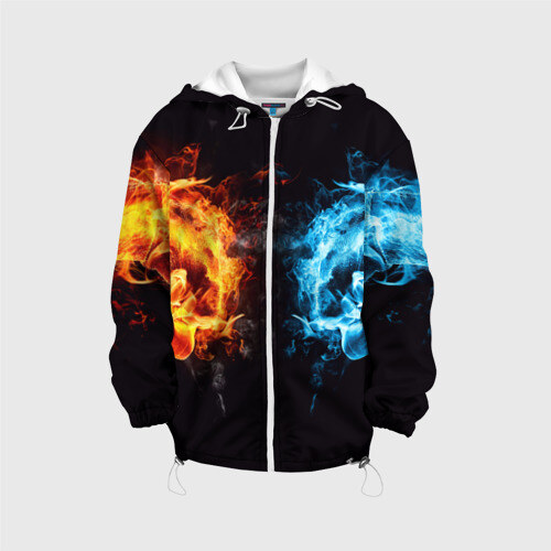 Детская куртка 3D Абстракция Инь-Ян Огонь Вода фото