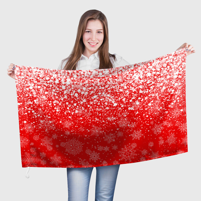 Флаг 3D ЗИМА БЛИЗКО НОВЫЙ ГОД 2022 СНЕЖИНКИ И БРЫЗГИ КРАСОК фото